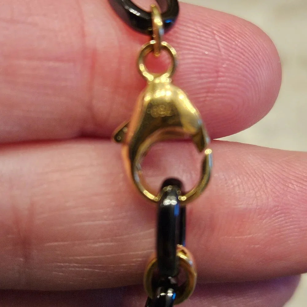 RARE MONICA RICH KOSANN AUDREY BLACK CERAMIC 18K GOLD 18